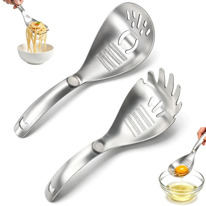 2 Pack 5 in 1 Stainless Steel Slotted Spoon Garlic Masher Cooking Grater Spoon