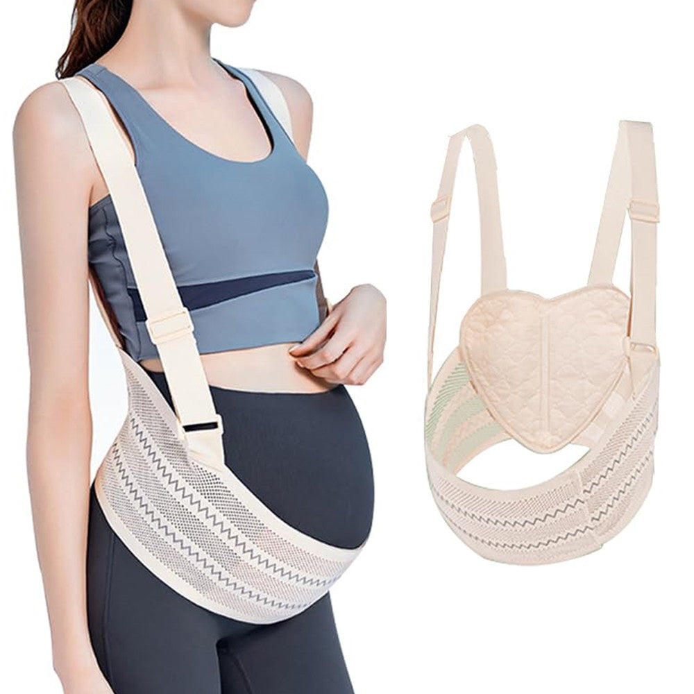 Maternity Belt Back Support Adjustable Abdominal Binder for Pregnancy-Beige