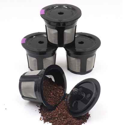 4 Piece Refillable Coffee Pods for Keurig K Cup Machines - Black