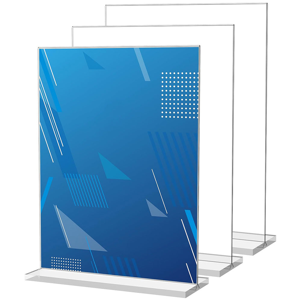 3Pcs Acrylic Sign Holder Clear Menu Stand Vertical Flyer Display for Restaurants