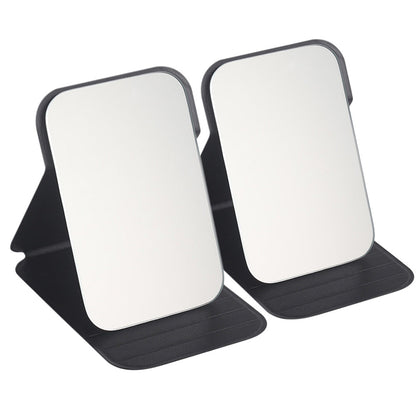 2-Pack Foldable PU Leather Makeup Mirror Medium Portable Travel Vanity Black