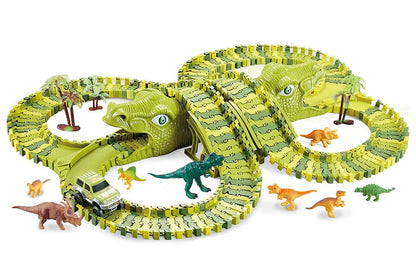Dinosaur Track Toys Dinosaur Race Car Track DIY Puzzle Building Set