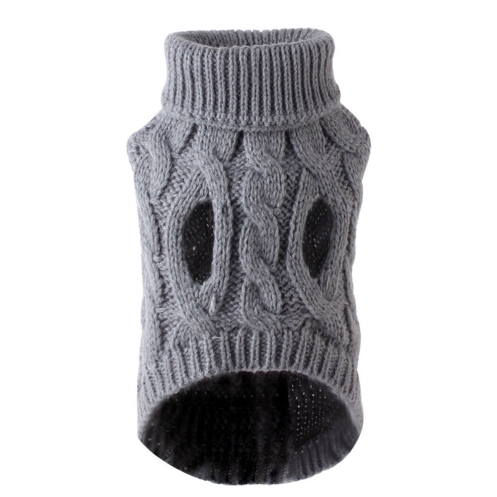 Puppy Dog Jumper Winter Warm Knitted Sweater Pet Clothes for Small Dogs Coat -Grey