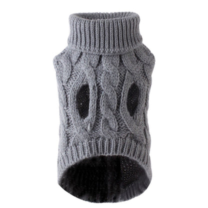 Puppy Dog Jumper Winter Warm Knitted Sweater Pet Clothes for Small Dogs Coat -Grey