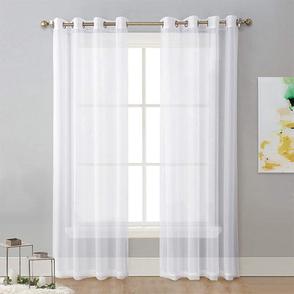 2-Panel 210x134cm Voile Curtain Window Drape Sheer Curtain with Rod-Holes White