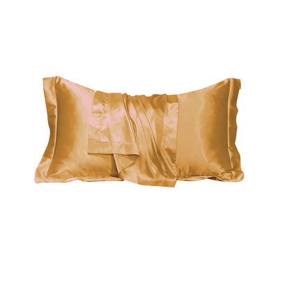 48x74cm Smooth Satin Pillowcase Solid Color Soft Bedding Pillow Cover Camel