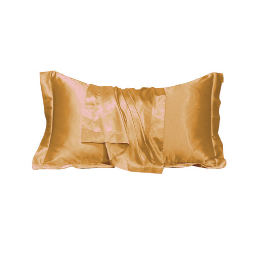 48x74cm Smooth Satin Pillowcase Solid Color Soft Bedding Pillow Cover Camel