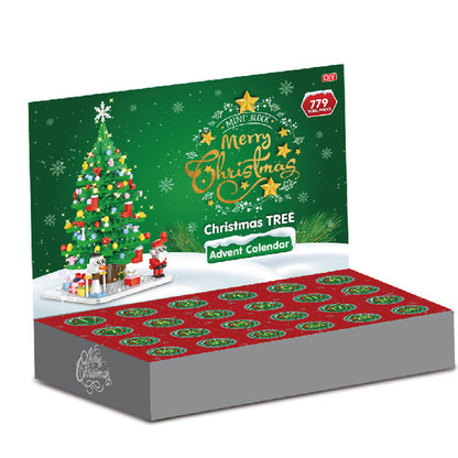 2024 Advent Calendar Christmas Tree Building Set with LED Light String Xmas Countdown Calendar