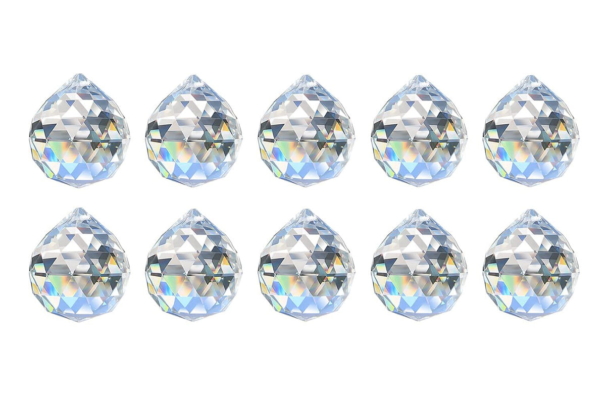 10Pcs Set Glass Ball Prism Pendants Chandelier Hanging Sun Catchers Home Room Decor
