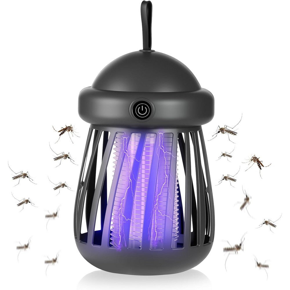 Bug Zapper Outdoor Indoor Mosquito Killer Trap Lamp with Light for Patio-Grey