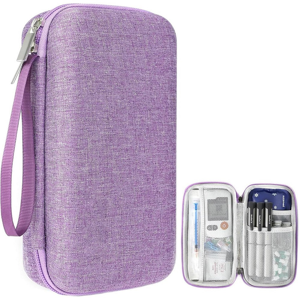 Insulin Cooler Travel Case EVA Insulation Travel Medicine Kit for Diabetes Care-Purple
