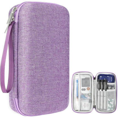 Insulin Cooler Travel Case EVA Insulation Travel Medicine Kit for Diabetes Care-Purple