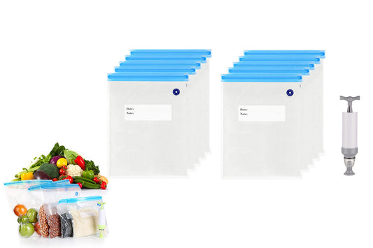 10Pcs Reusable Vacuum Sealer Bags with Manual Pump