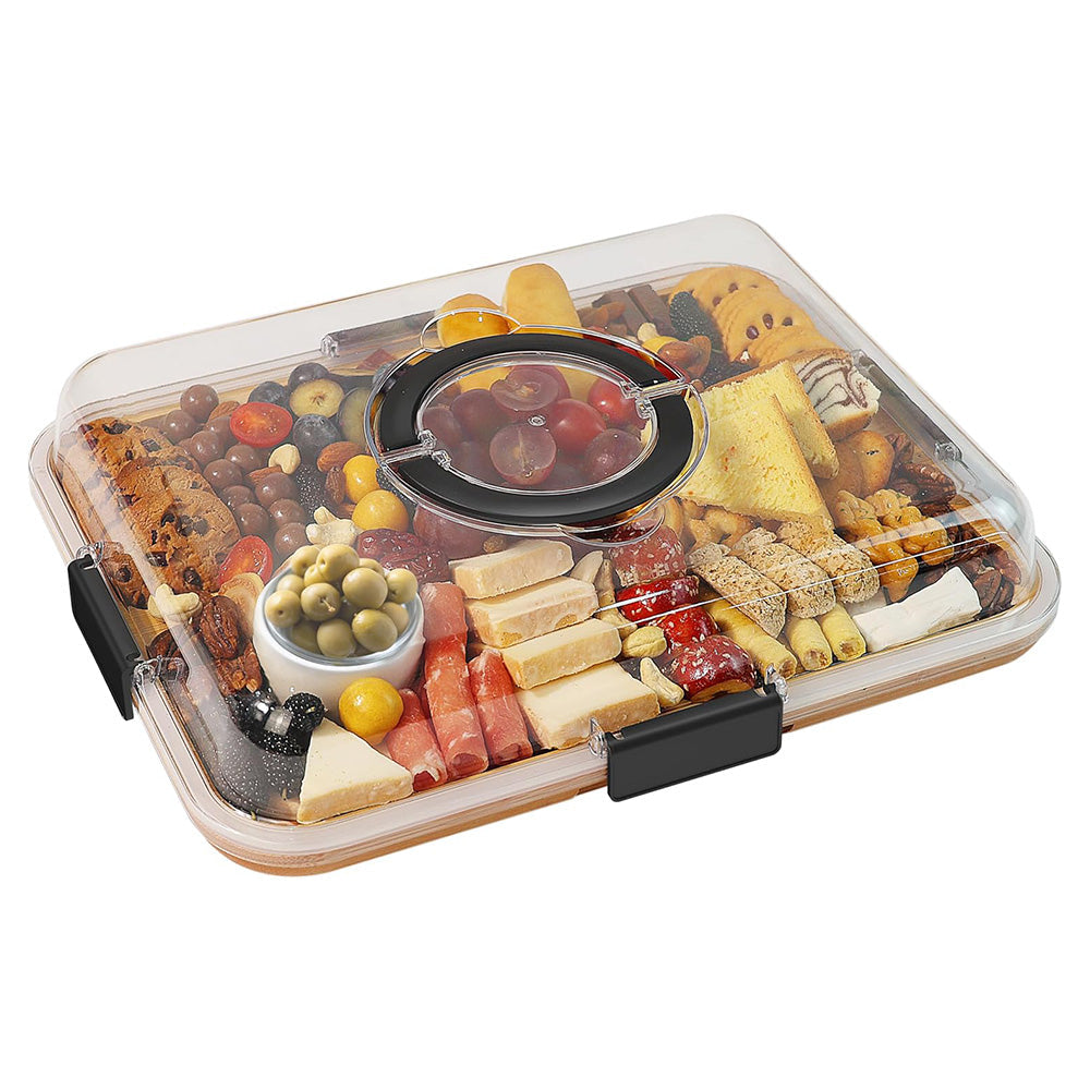Charcuterie Board with Clear Lid Portable Travel Cheese and Cutting Board Set