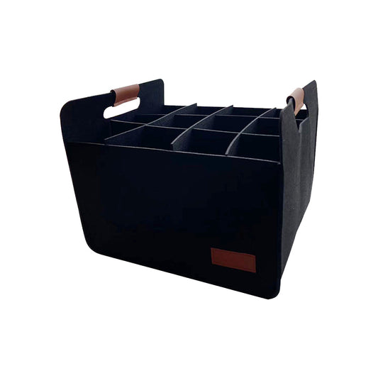 12-Compartment Bottle Wine Tote Bag Wine Carrier Tote Black