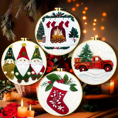4 Pack Christmas Embroidery Kit For Adults Beginners