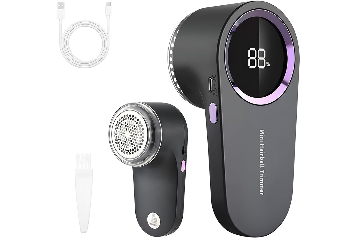 Fabric Shaver with 3-Speed LED Display security Lock for Clothes Pilling Lint -Grey