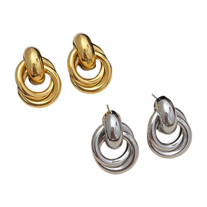 2 Pairs Women’s Geometric Dangle Drop Earrings with Large Knot Design