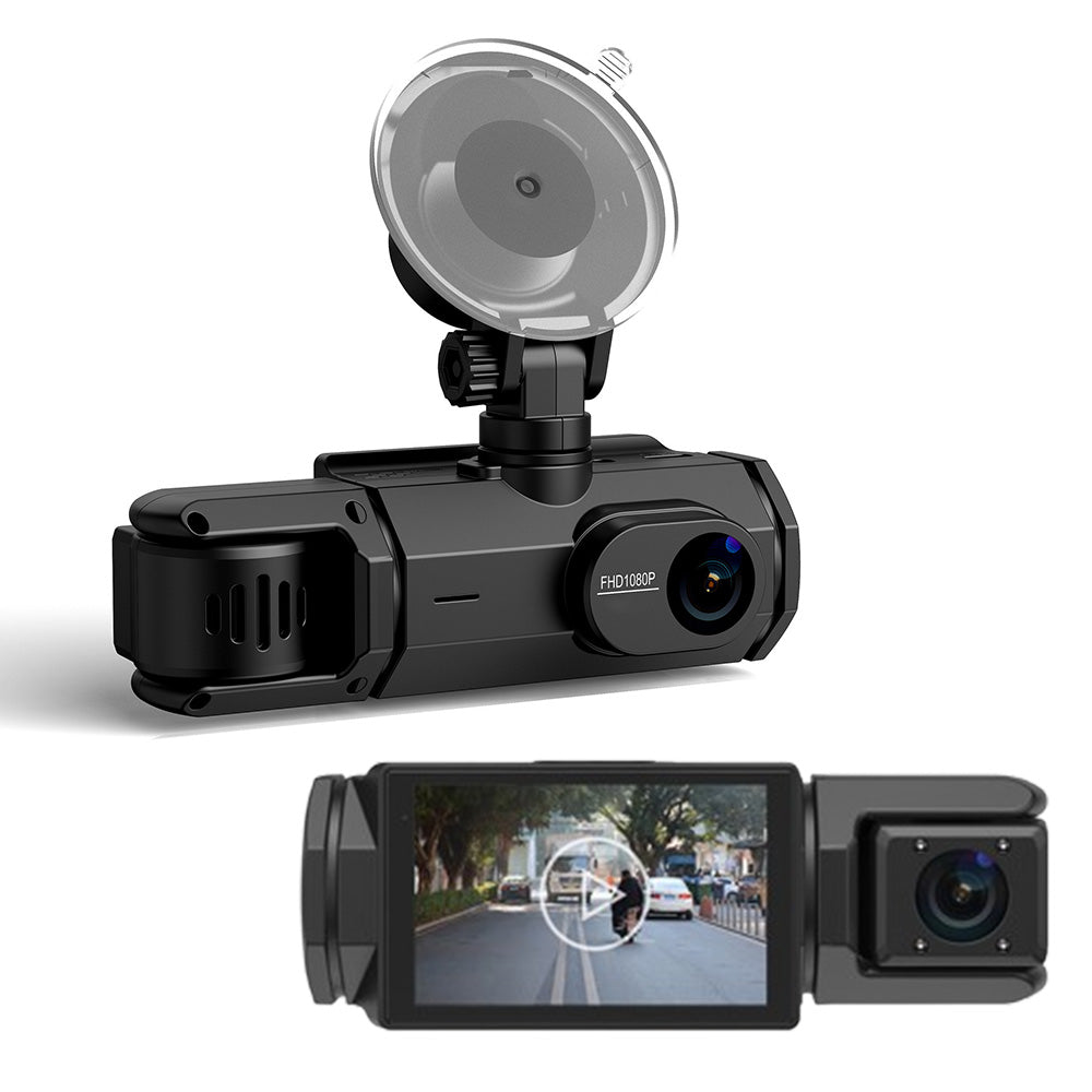3-Channel Dash Cam with WiFi ââ‚?Front, Inside & Rear Camera with Motion Detection