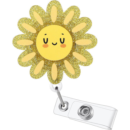 Retractable Badge Reel Cute Badge Clip - Sunflower