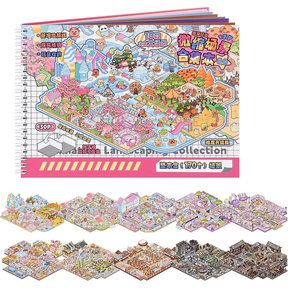 3D Reusable Sticker Scene Book with 10 Themes  - Pink