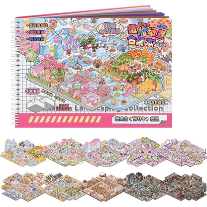3D Reusable Sticker Scene Book with 10 Themes  - Pink