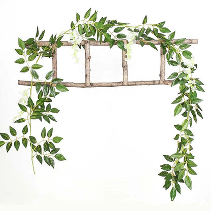 4PCS Artificial Silk Wisteria Vine Hanging Garlands 1.8m for Home & Garden Decoration White