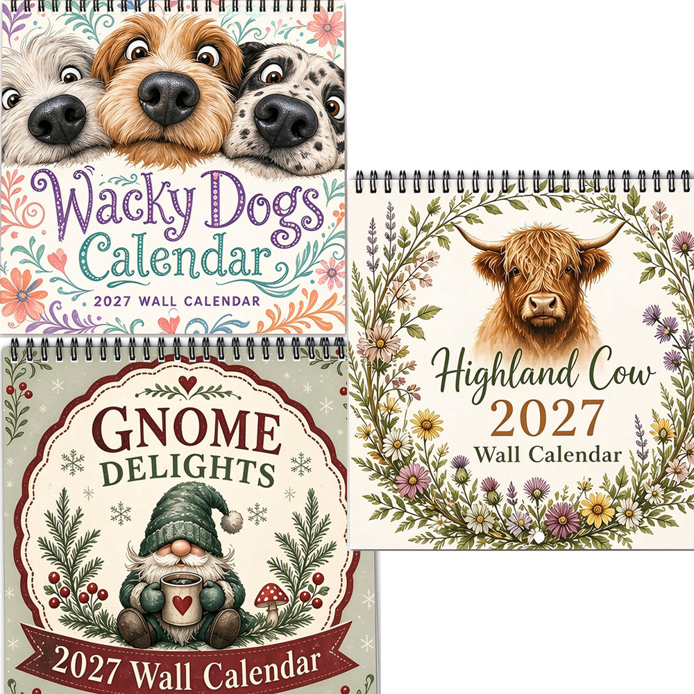 3 Pack 2027 Wall Calendar from January to December Yearly Wall Calendar