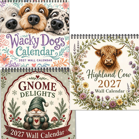 3 Pack 2027 Wall Calendar from January to December Yearly Wall Calendar