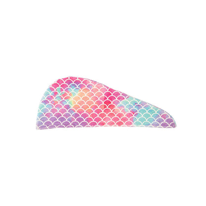 Fish Scales Style Print Microfiber Hair Drying Cap Yellow