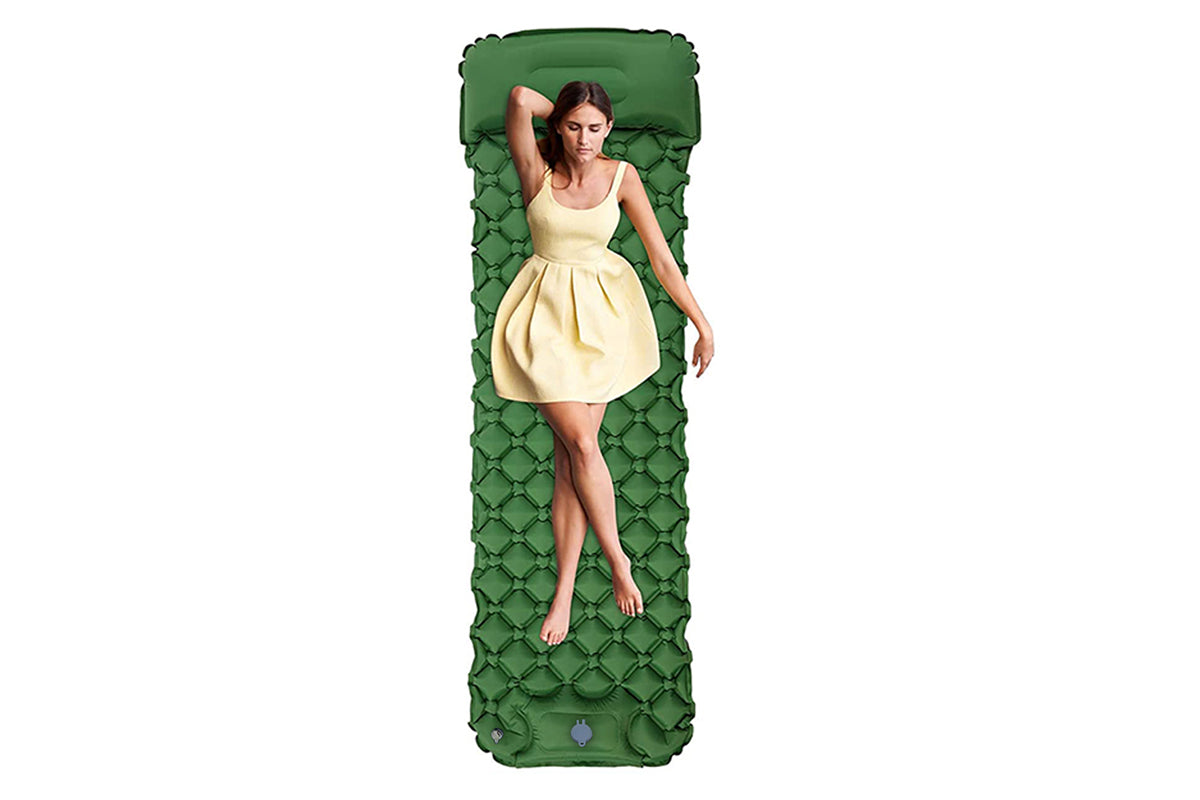 Portable Soft Waterproof Inflating Camping Sleeping Pad For Backpacking Hiking Picnic-Green