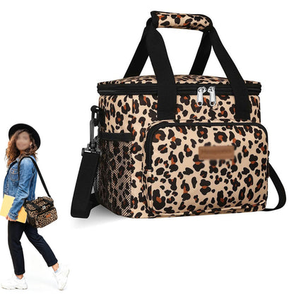 15L Leopard Insulated Lunch Bag with Adjustable Shoulder Strap