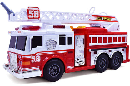 Fire Truck Toys with Water Pump and Rotating Rescue Ladder Big Firetruck Engine