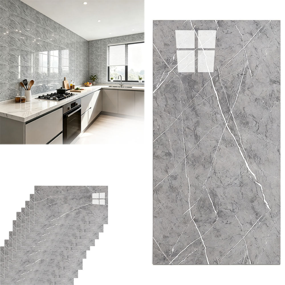 10Pcs Self Adhesive PVC Wall Tiles- Grey