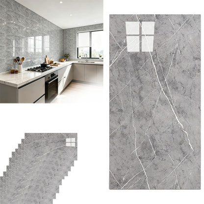 10Pcs Self Adhesive PVC Wall Tiles- Grey