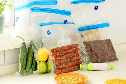 10 pieces Reusable Food Vacuum Sealer Bag with Manual Pump