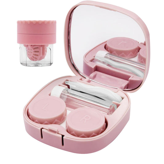 Contact Lens Case and Washer Set Travel Size Contact Lenses Cleaning Storage Tool Kit Pink