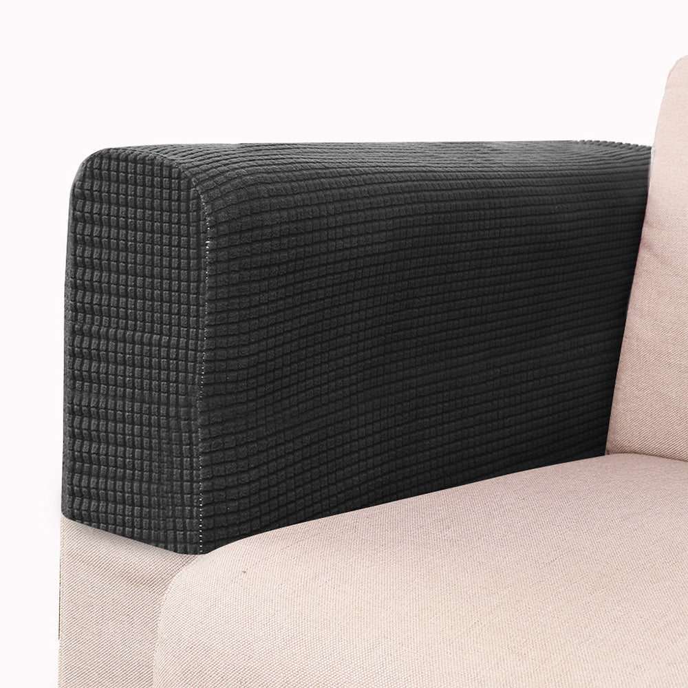 2PCS Universal Chair Arm Protector Covers Armchair Slipcovers Furniture Protector-Black