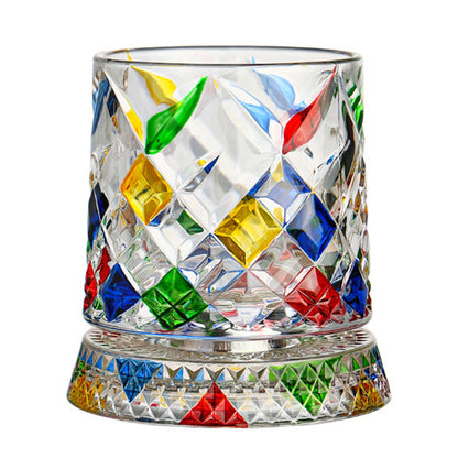 270ml Rotating Whiskey Glass Hand Painted Whiskey Tumbler