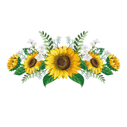 Sunflower Wall Stickers with Green Leaves Wreath Wall Decals
