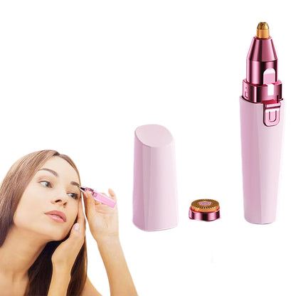 Women Facial Hair Removal 2 in 1 Rechargeable Eyebrow Trimmer Face Shaver with Light -Pink