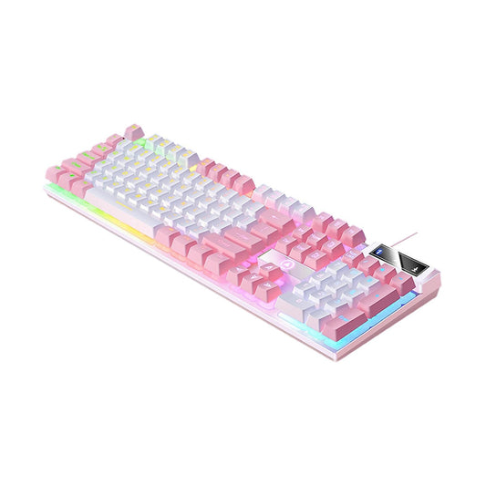 104 Keys Mechanical Gaming Keyboard Wired Backlit Keyboard Pink