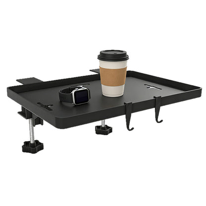 Foldable Metal Bedside Shelf with Cable Hole and 2 Hooks