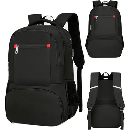 2 in 1 Large Capacity Laptop Backpack and Insulated Lunch Bag for Office Travel-Black