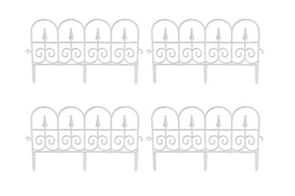4 pcs Garden Plastic Fence Border Edging Panel Lawn Covers Yard-White