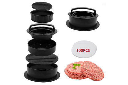 2Pcs Non Stick Stuffed Burger Press Hamburger Patty Molds Maker with 100 Wax Paper