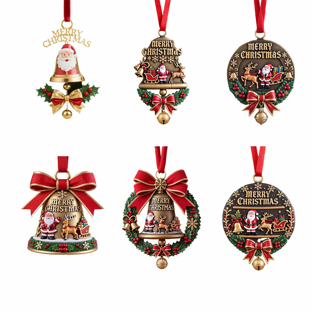 6 Piece Acrylic Christmas Tree Ornament Hanging Decoration Set