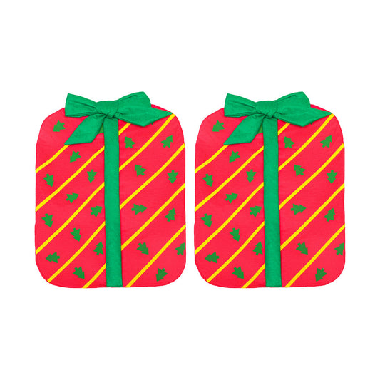 2Pcs Christmas Bowknot Chair Back Cover Dining Chair Slipcovers Xmas Banquet Decorations Red