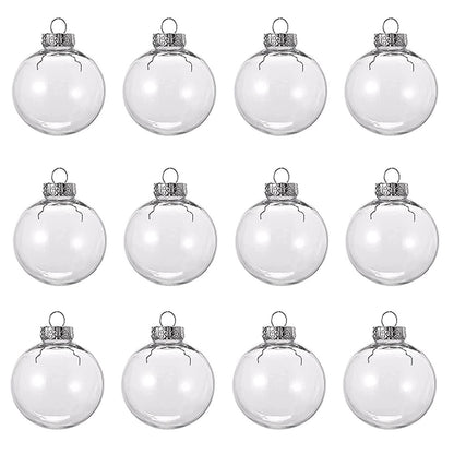 12 Clear 8cm PET Fillable Shatter Resistant Christmas Ornament Balls