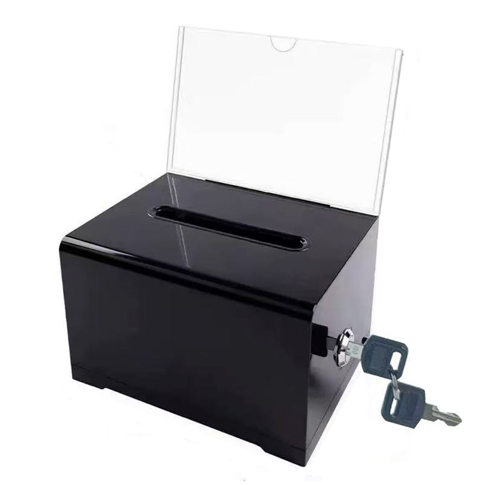 Lockable Suggestion Box with Keys for Voting Donations - Black
